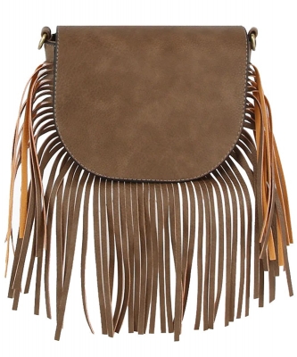 Women Tassel Crossbody Purse Handbag CH015 COFFEE